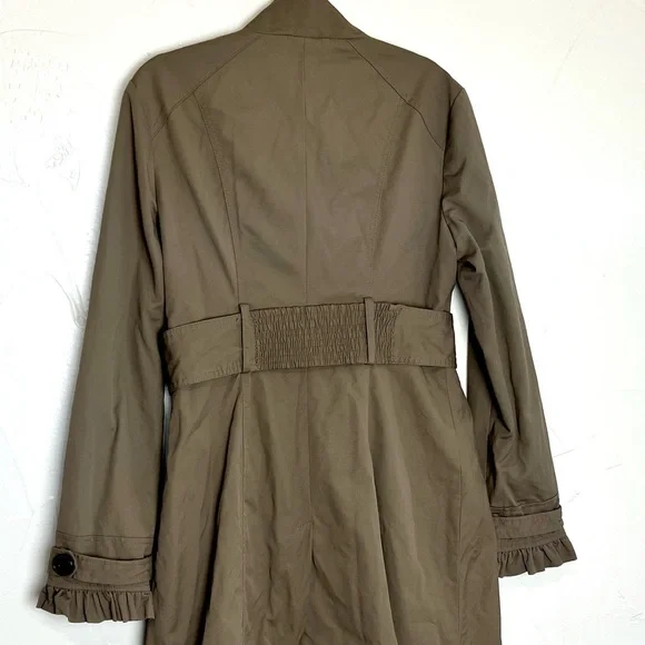Women’s olive green tan Trench Coat - Picture 7 of 14